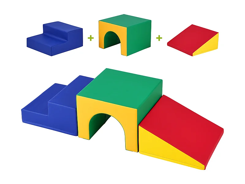 Arrampicatore SucceBuy Insieme da Gioco per Piccoli Single Tunnel Climber, Blocchi di Arrampicata in Spugna con Scale e Rampe