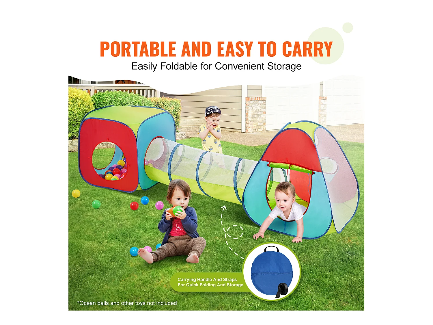 Tente SucceBuy, Cadeau pour Tout-Petits, Tente de Jeu et Tunnels pour Enfants, Garçons et Filles, Intérieur/Extérieur, Multicolore