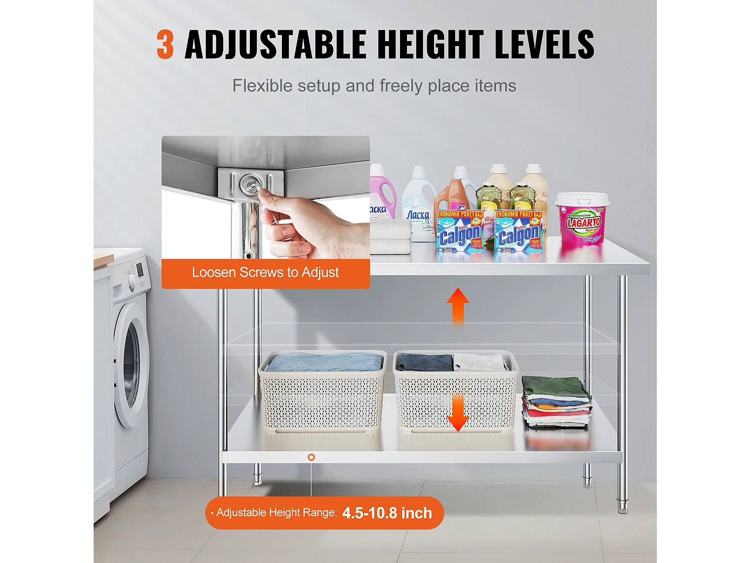 Table de Travail Cuisine SucceBuy, Table de Préparation en Acier Inoxydable, 76.2x152.4x86.36 cm, Poste de Travail Alimentaire Commercial