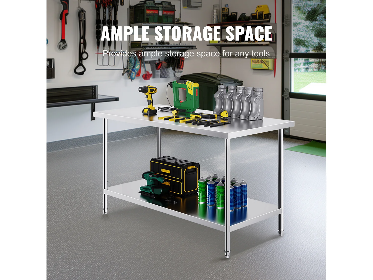 Table de Travail Cuisine SucceBuy, Table de Préparation en Acier Inoxydable, 76.2x152.4x86.36 cm, Poste de Travail Alimentaire Commercial