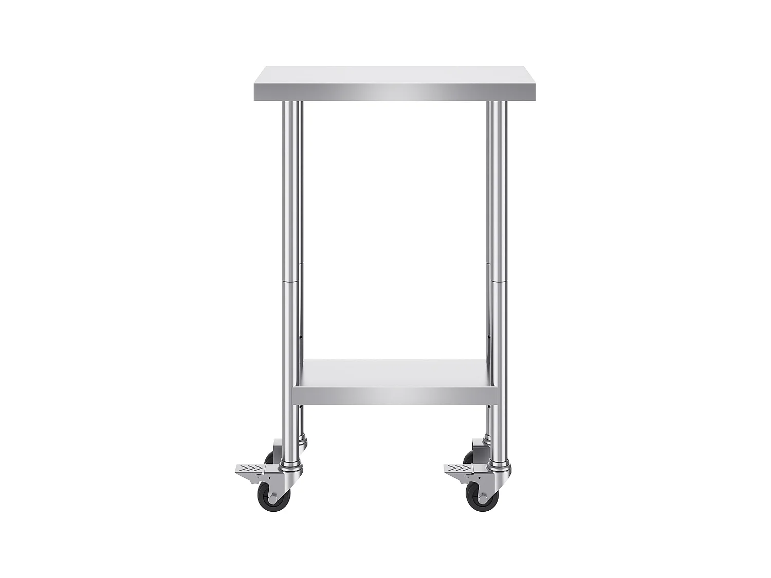 Table de Travail Cuisine SucceBuy, Table de Travail en Acier Inoxydable, 60.96 x 30.48 cm, 4 Roulettes, 3 Niveaux de Hauteur Réglables