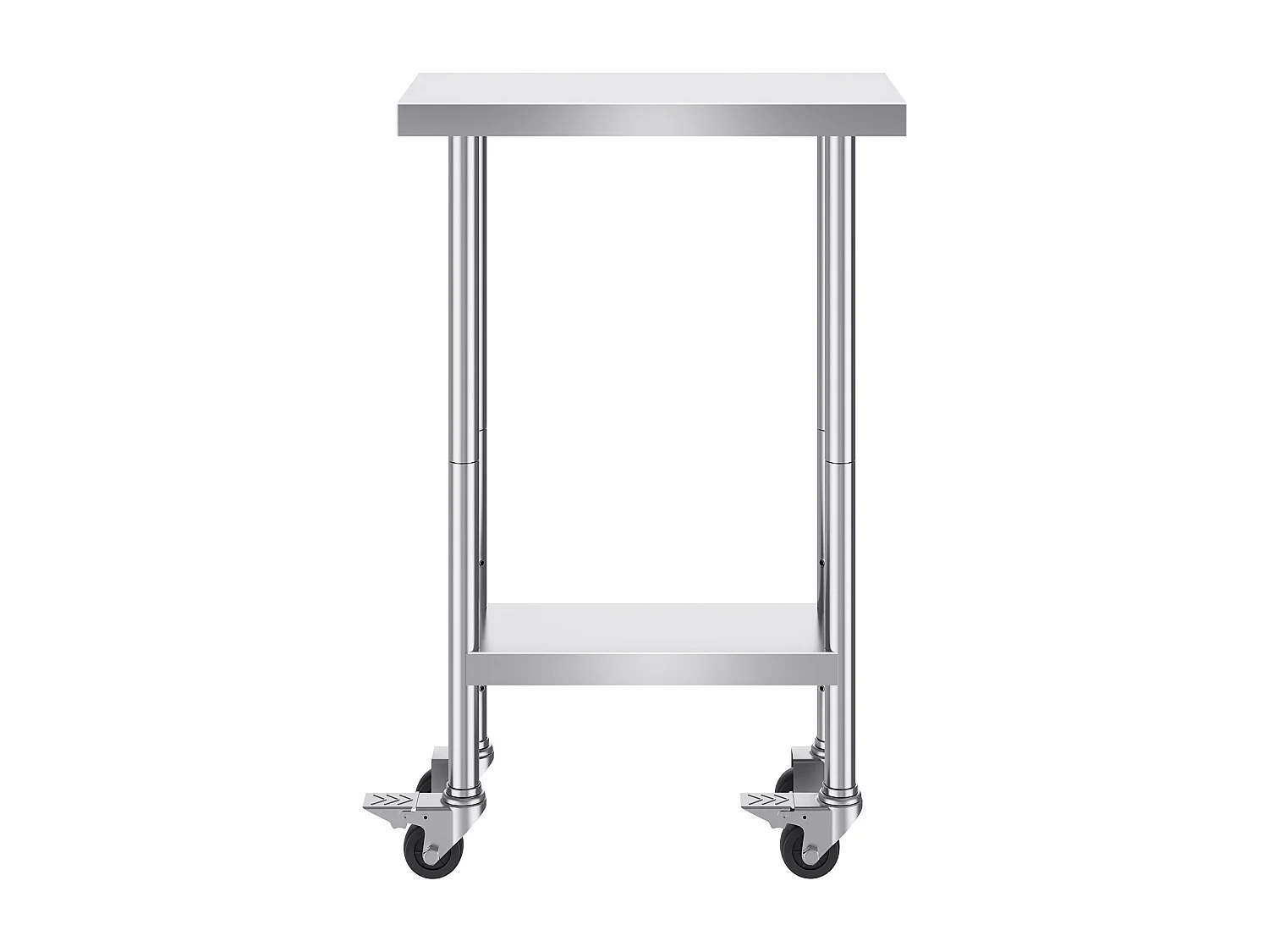 Table de Travail Cuisine SucceBuy, Table de Travail en Acier Inoxydable, 60.96 x 30.48 cm, 4 Roulettes, 3 Niveaux de Hauteur Réglables