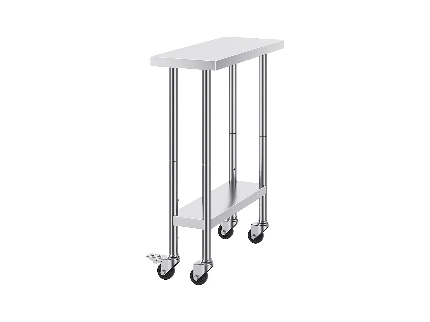 Koch Arbeitsplatte SucceBuy 76.2 x 30.48 cm, Zubereitungsplatte aus Edelstahl mit 4 Rollen