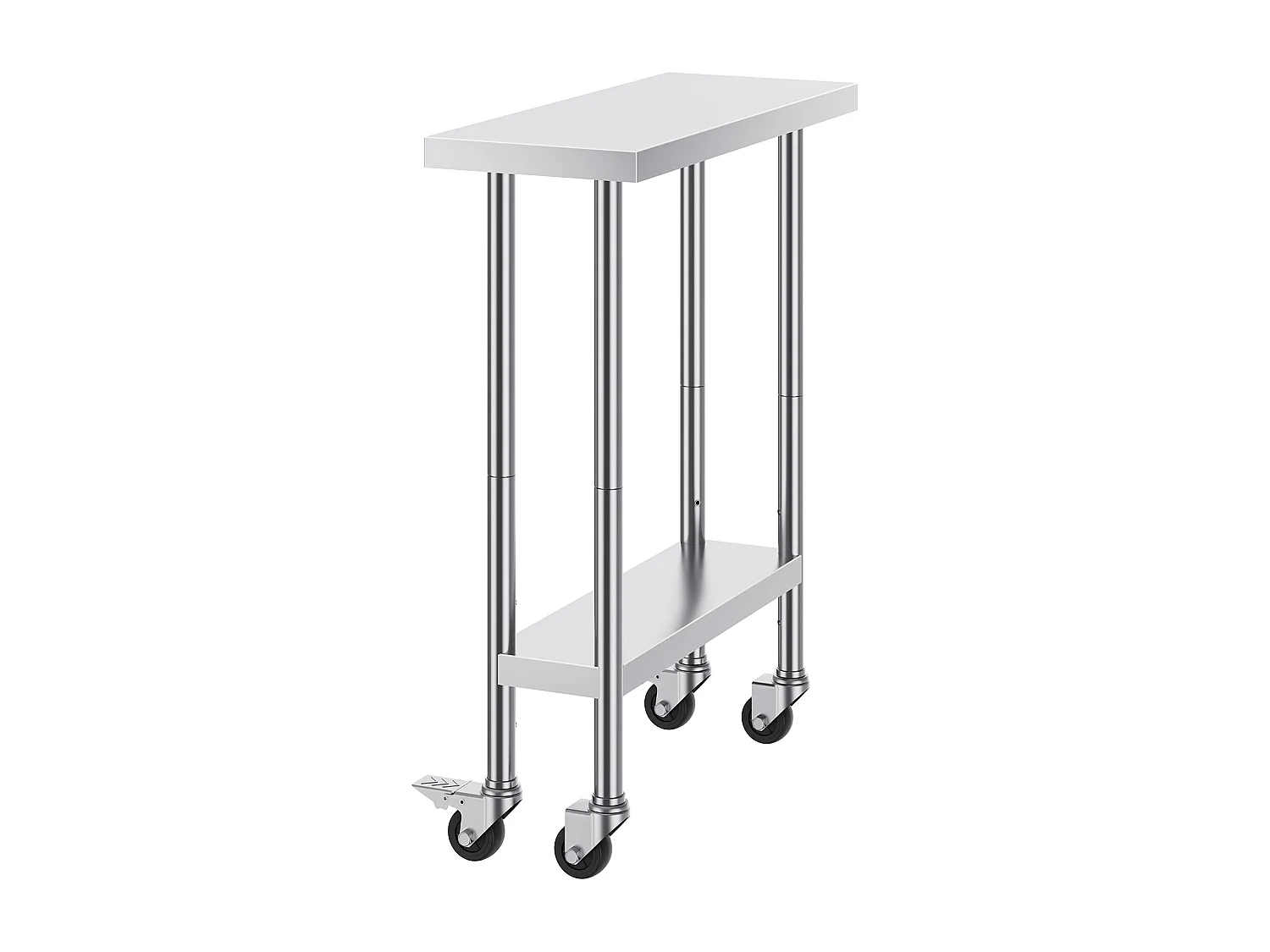 Table de Travail Cuisine SucceBuy 76.2 x 30.48 cm, Table de Préparation en Acier Inoxydable avec 4 Roulettes
