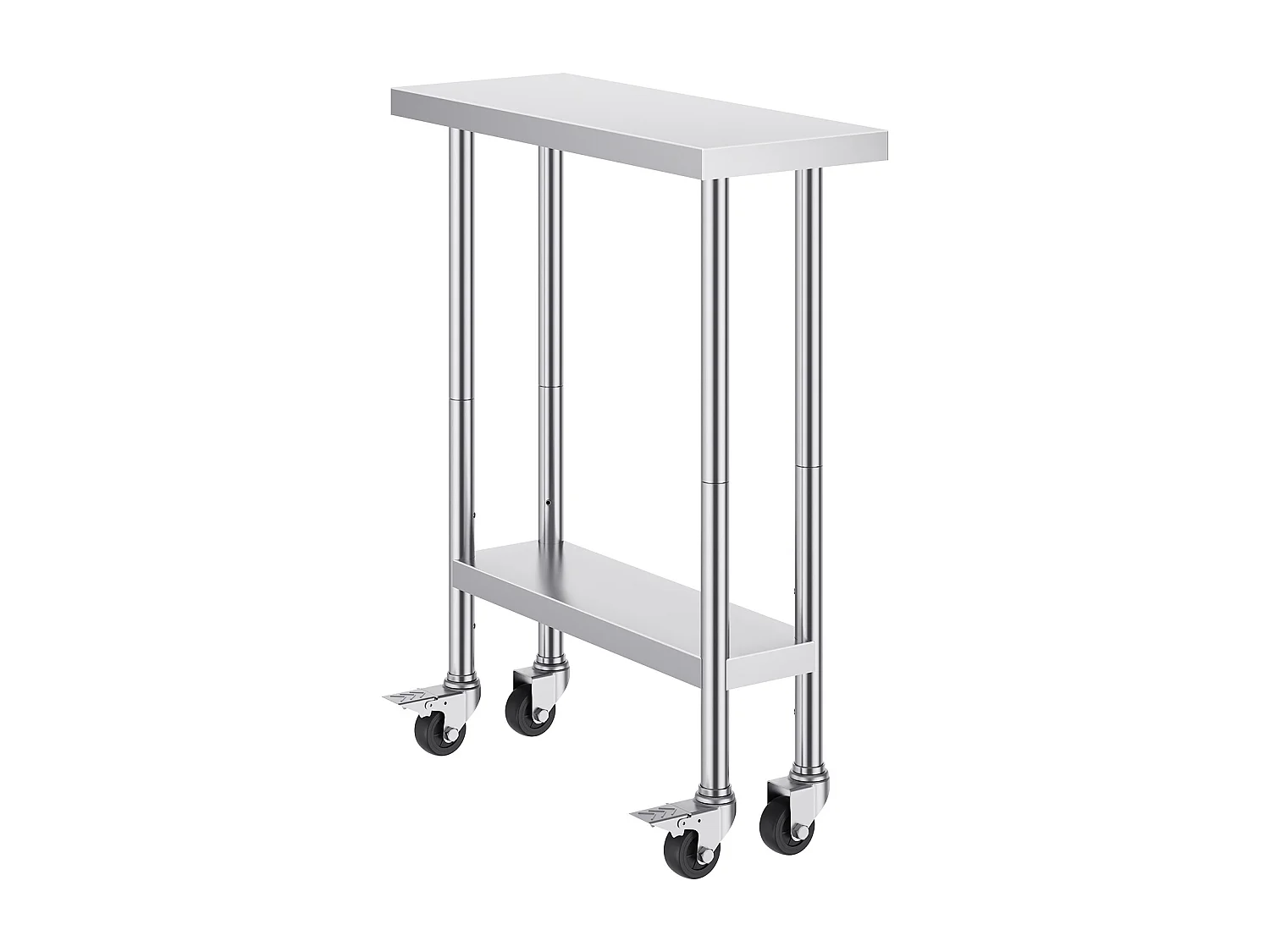 Table de Travail Cuisine SucceBuy 76.2 x 30.48 cm, Table de Préparation en Acier Inoxydable avec 4 Roulettes