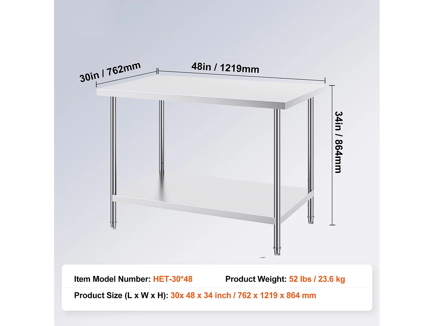 Stół Roboczy ze Stali Nierdzewnej SucceBuy, 762 x 1219 x 864 mm, Komercyjna Stacja Robocza dla Żywności