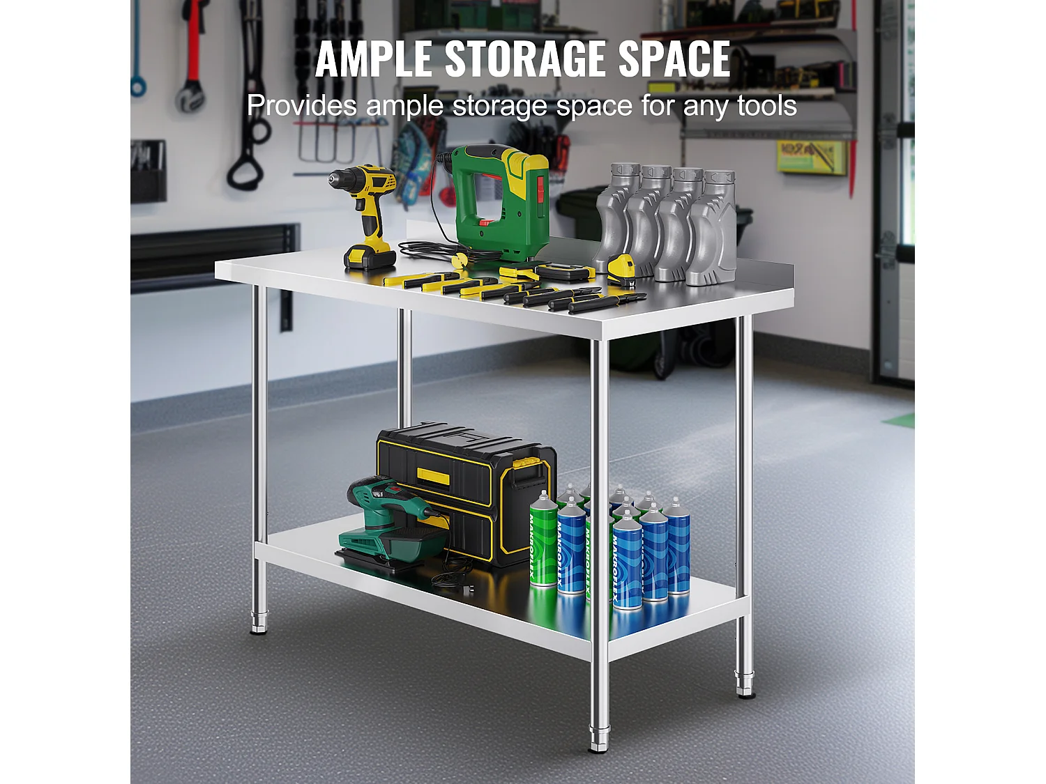 Table de Travail en Acier Inoxydable SucceBuy,610 x 1219 mm, Table de Préparation Alimentaire pour Cuisine Commerciale