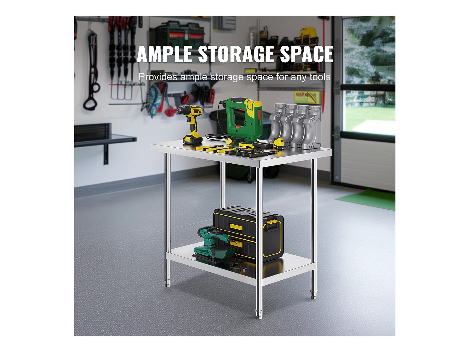 Table de Travail Cuisine SucceBuy 60.96x91.44x86.36 cm, Table de Préparation de Travail en Acier Inoxydable