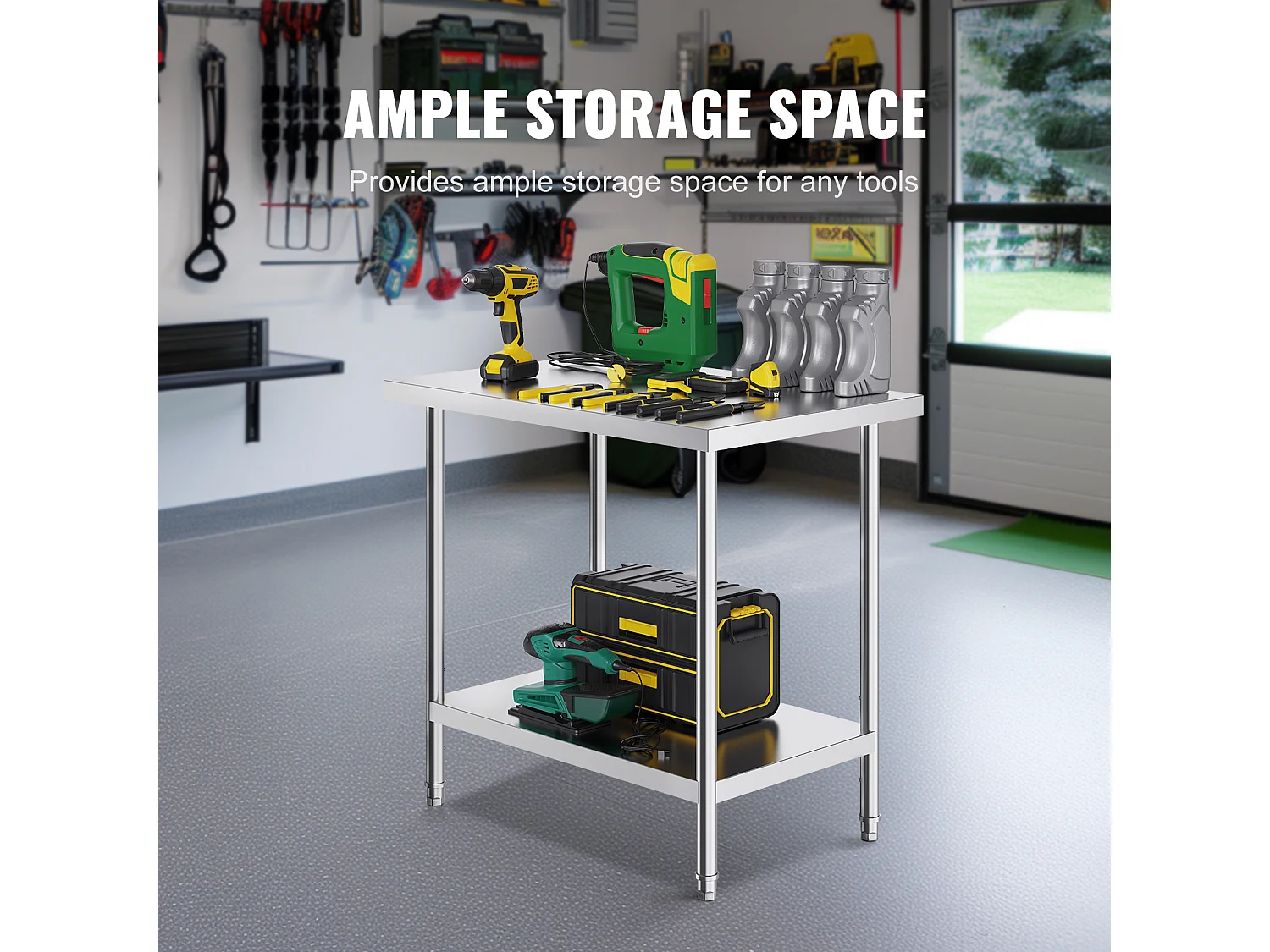 Keuken Werktafel SucceBuy 60.96x91.44x86.36 cm, Werkbereidingsplank in Roestvrij Staal