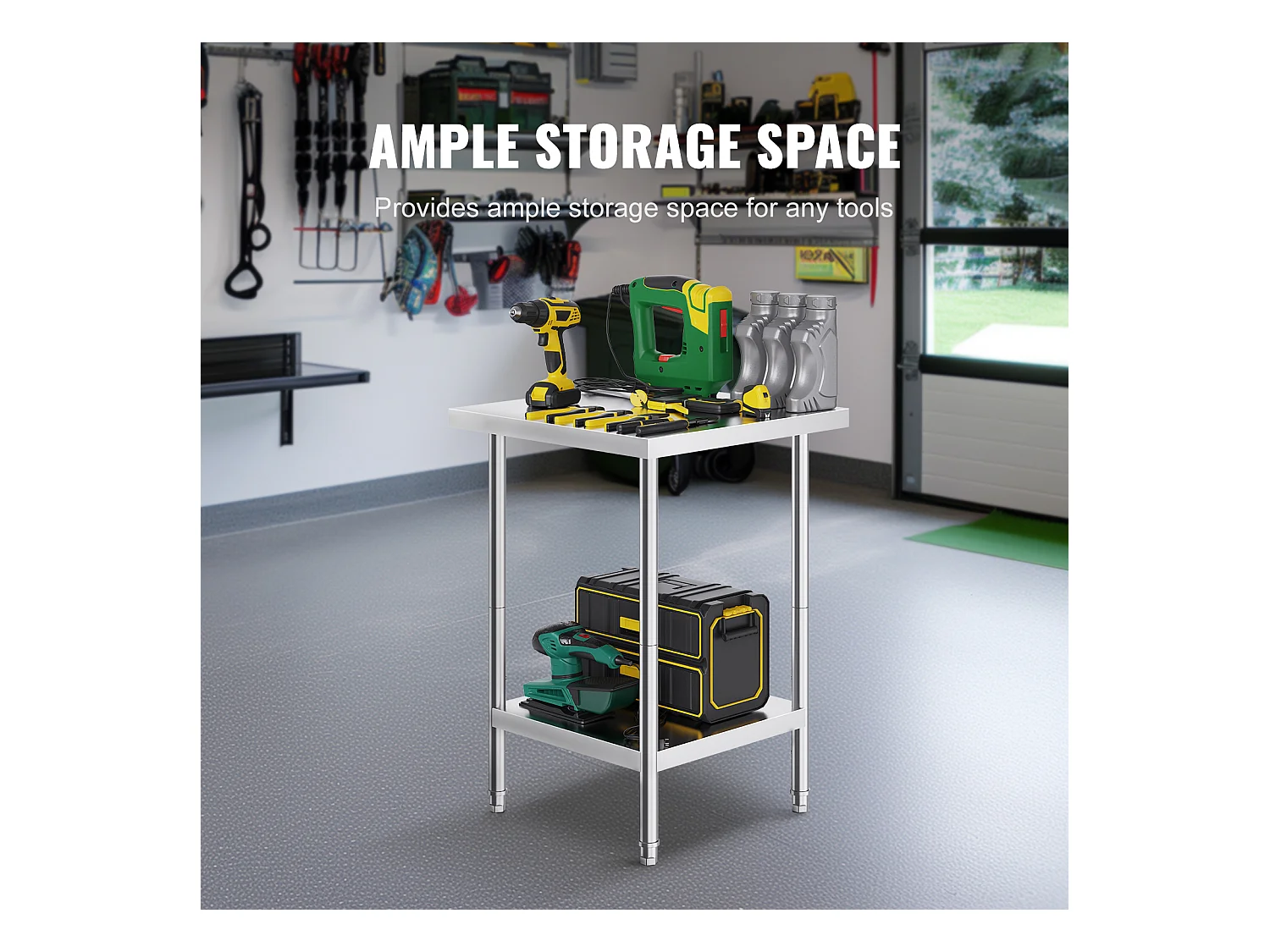 Werktafel voor Keuken SucceBuy, Voorbereidingstafel in RVS, 60.96x60.96x86.36 cm, Commercieel Voedingswerkpost