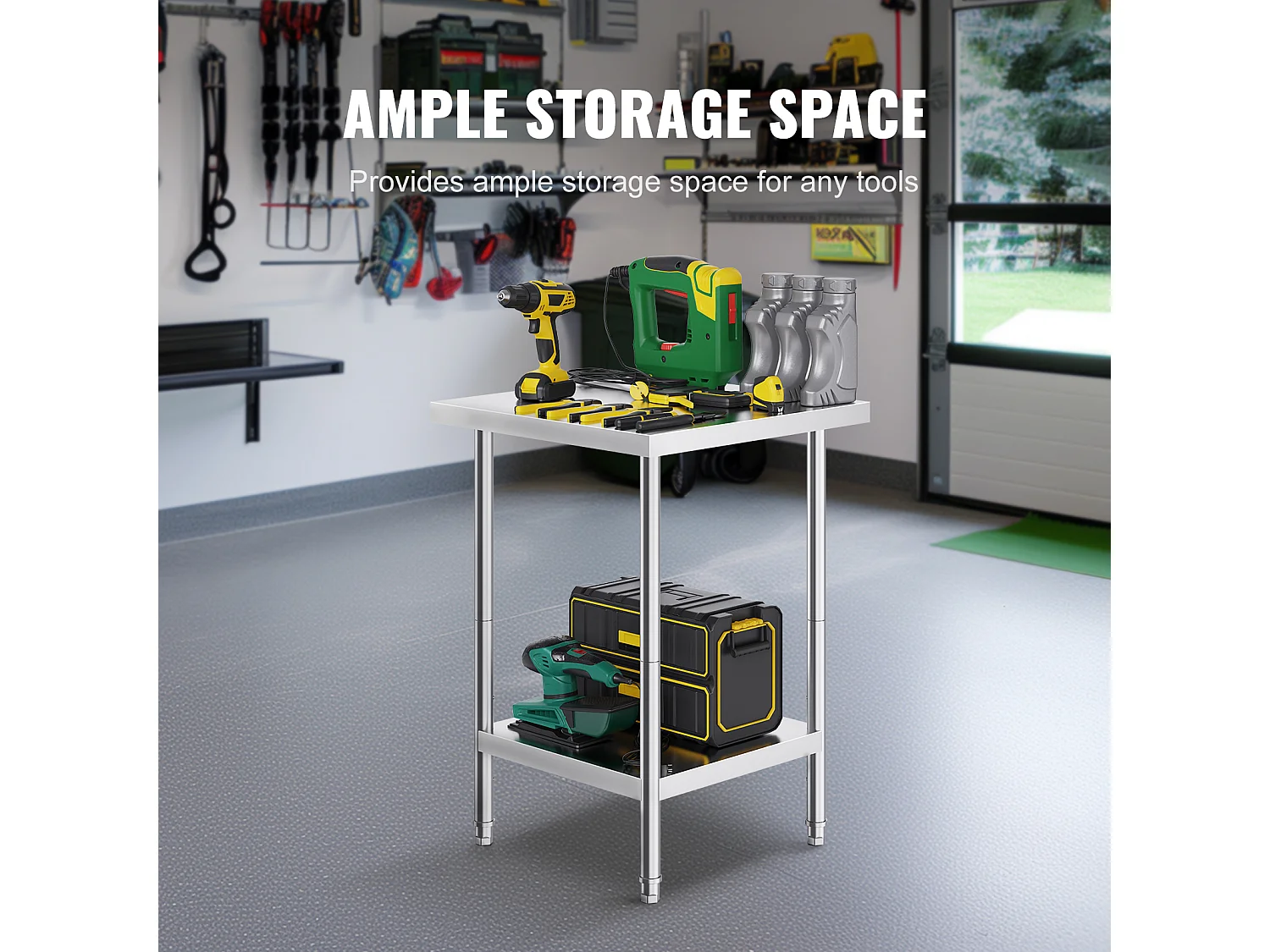 Mesa de Trabajo de Cocina SucceBuy, Mesa de Preparación en Acero Inoxidable, 60.96x60.96x86.36 cm, Puesto de Trabajo Alimentario Comercial