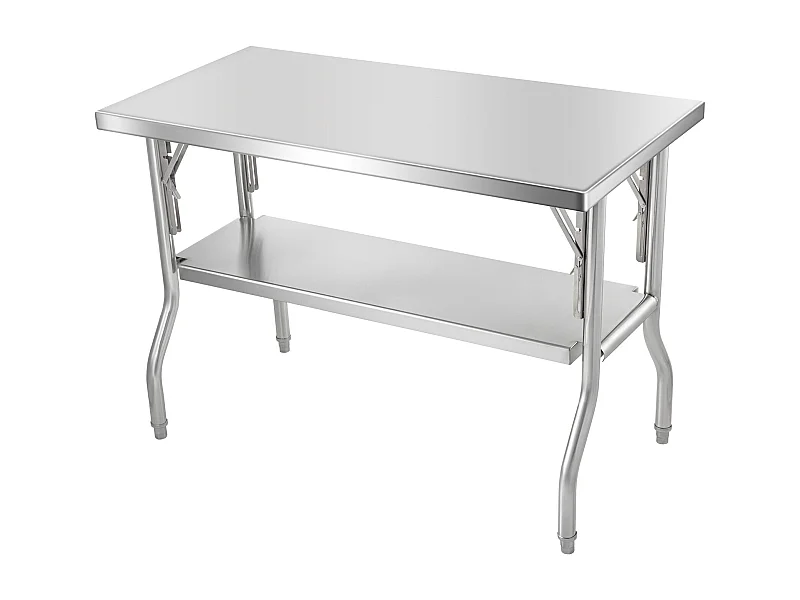 Table de Travail Cuisine SucceBuy 121.92x60.96 cm Acier Inoxydable, Table de Préparation Commerciale Pliante