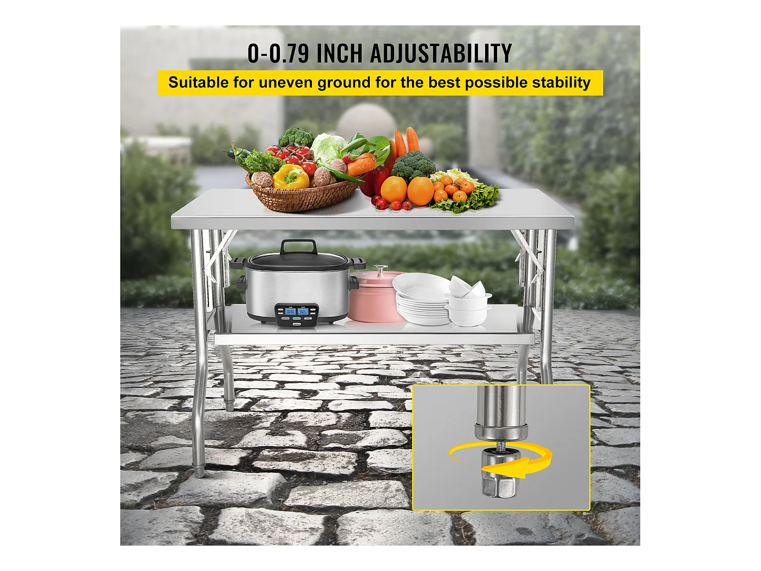 Table de Travail Cuisine SucceBuy 121.92x60.96 cm Acier Inoxydable, Table de Préparation Commerciale Pliante