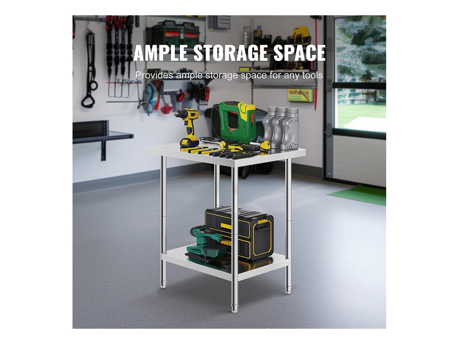 Keuken Werktafel SucceBuy 60.96x76.2x60.96 cm, Werktafel voor Voedselbereiding in Roestvrij Staal