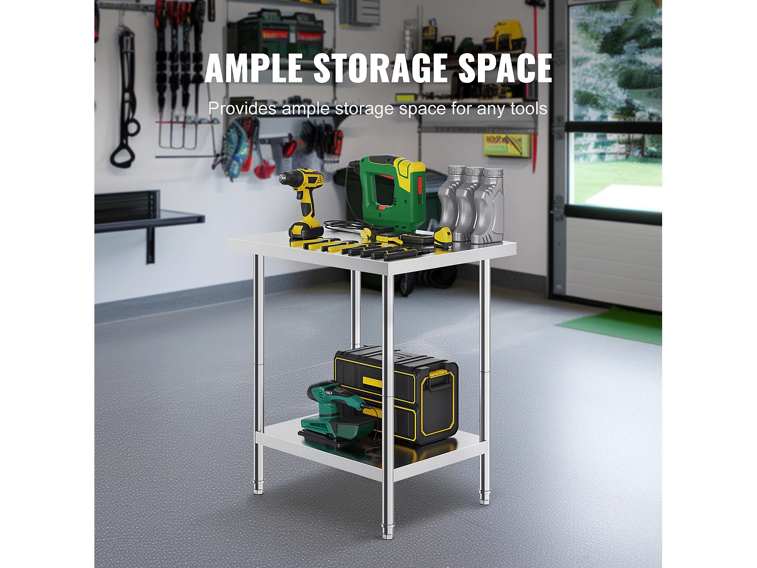 Keuken Werktafel SucceBuy 60.96x76.2x60.96 cm, Werktafel voor Voedselbereiding in Roestvrij Staal