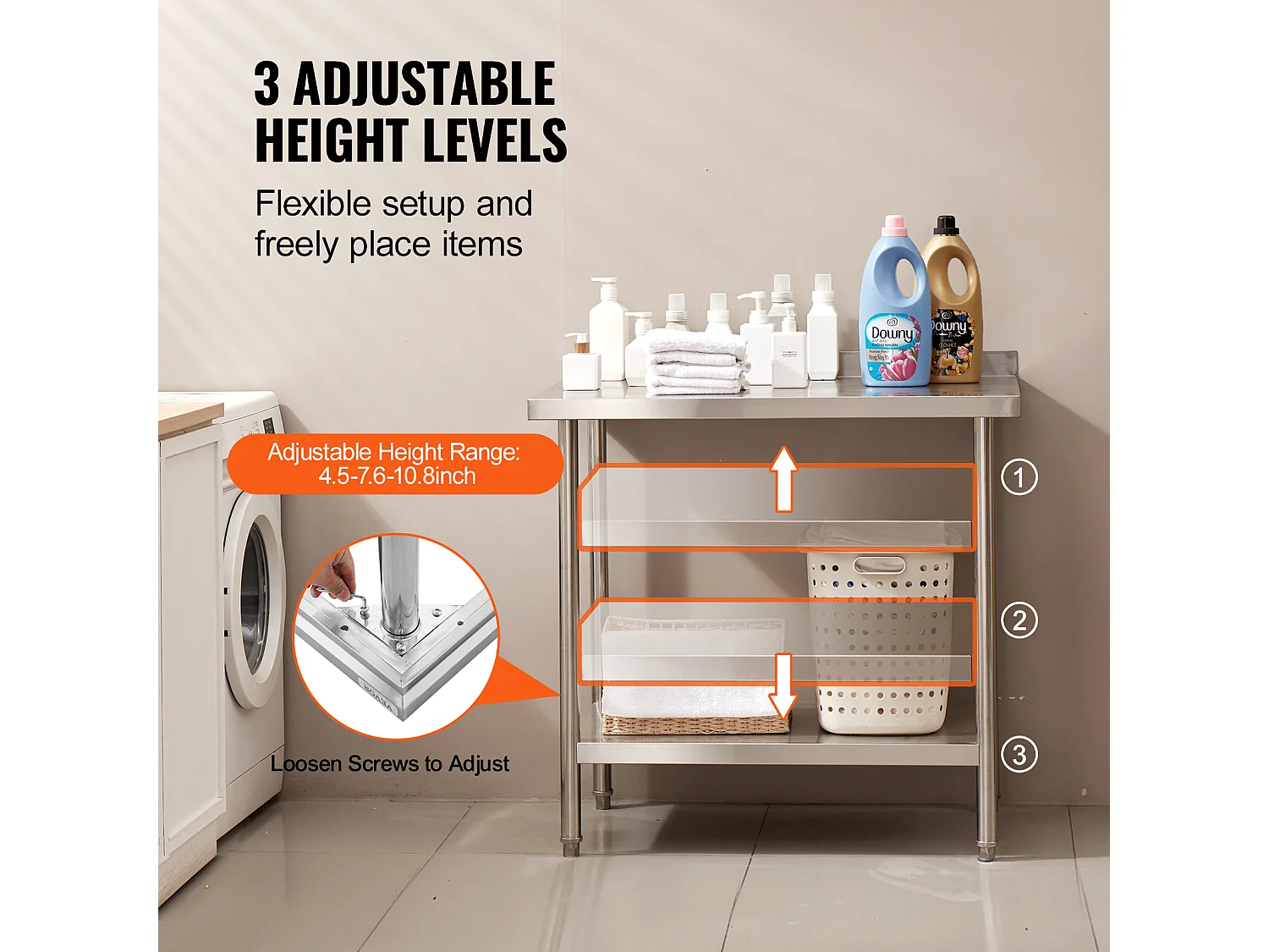 Edelstahl-Arbeitstisch SucceBuy, Lebensmittelzubereitungstisch für die Gewerbliche Küche, 91,4 x 61 cm