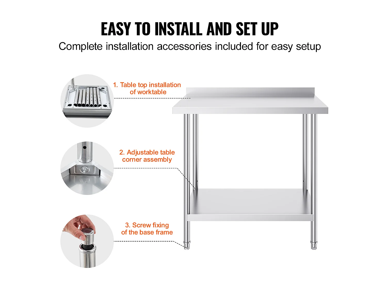 Edelstahl-Arbeitstisch SucceBuy, Lebensmittelzubereitungstisch für die Gewerbliche Küche, 91,4 x 61 cm
