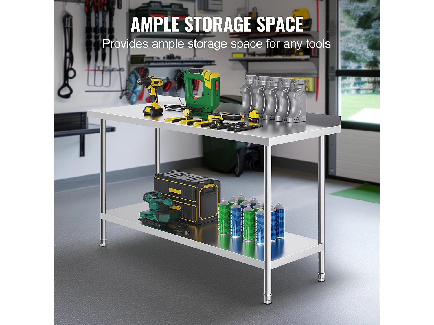 Table de Travail Cuisine SucceBuy, Table de Travail en Acier Inoxydable 60.96x152.4 cm, Commerciale