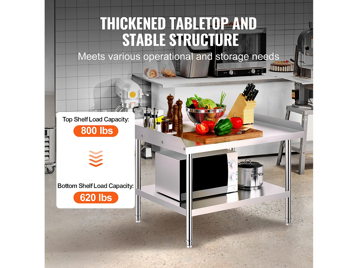 Mesa de Trabalho em Aço Inoxidável SucceBuy, 762 x 914 mm, para Preparação de Alimentos em Restaurantes Comerciais