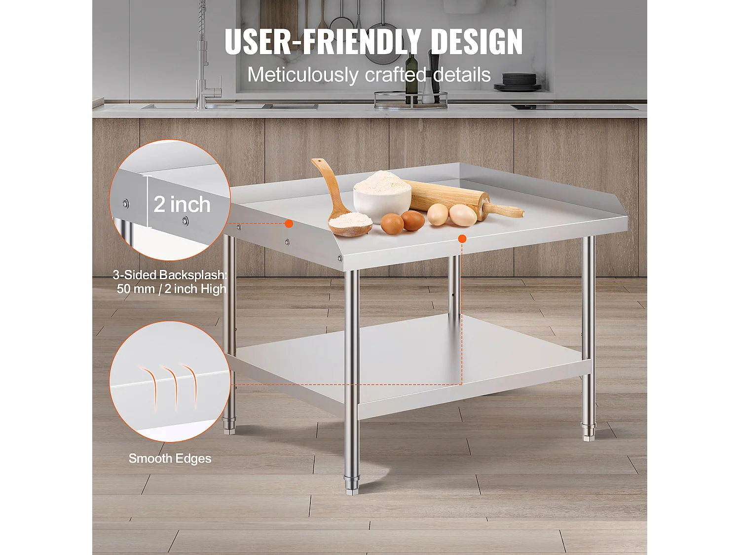 Mesa de Trabalho em Aço Inoxidável SucceBuy, 762 x 914 mm, para Preparação de Alimentos em Restaurantes Comerciais