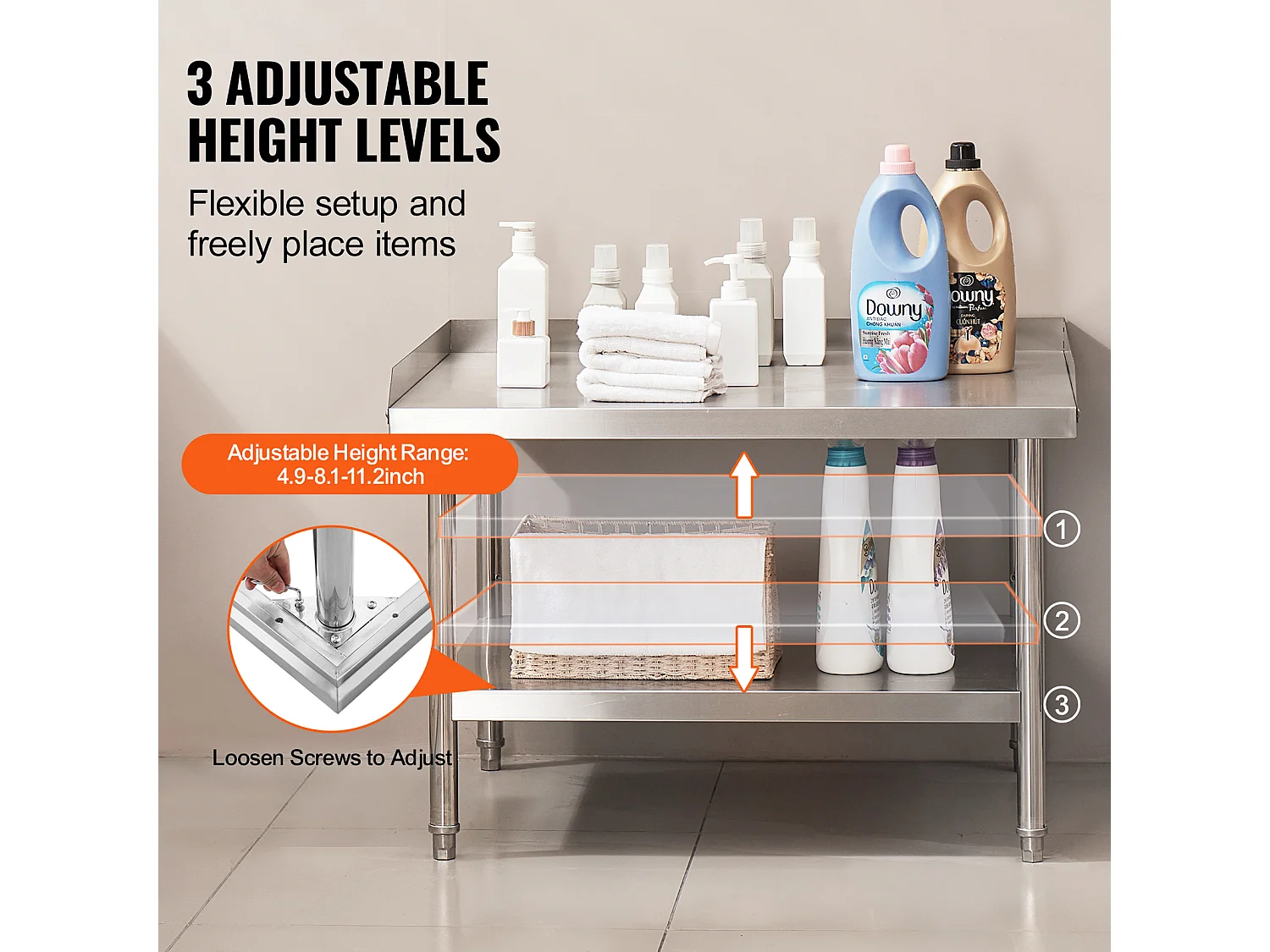 Mesa de Trabalho em Aço Inoxidável SucceBuy, 762 x 914 mm, para Preparação de Alimentos em Restaurantes Comerciais