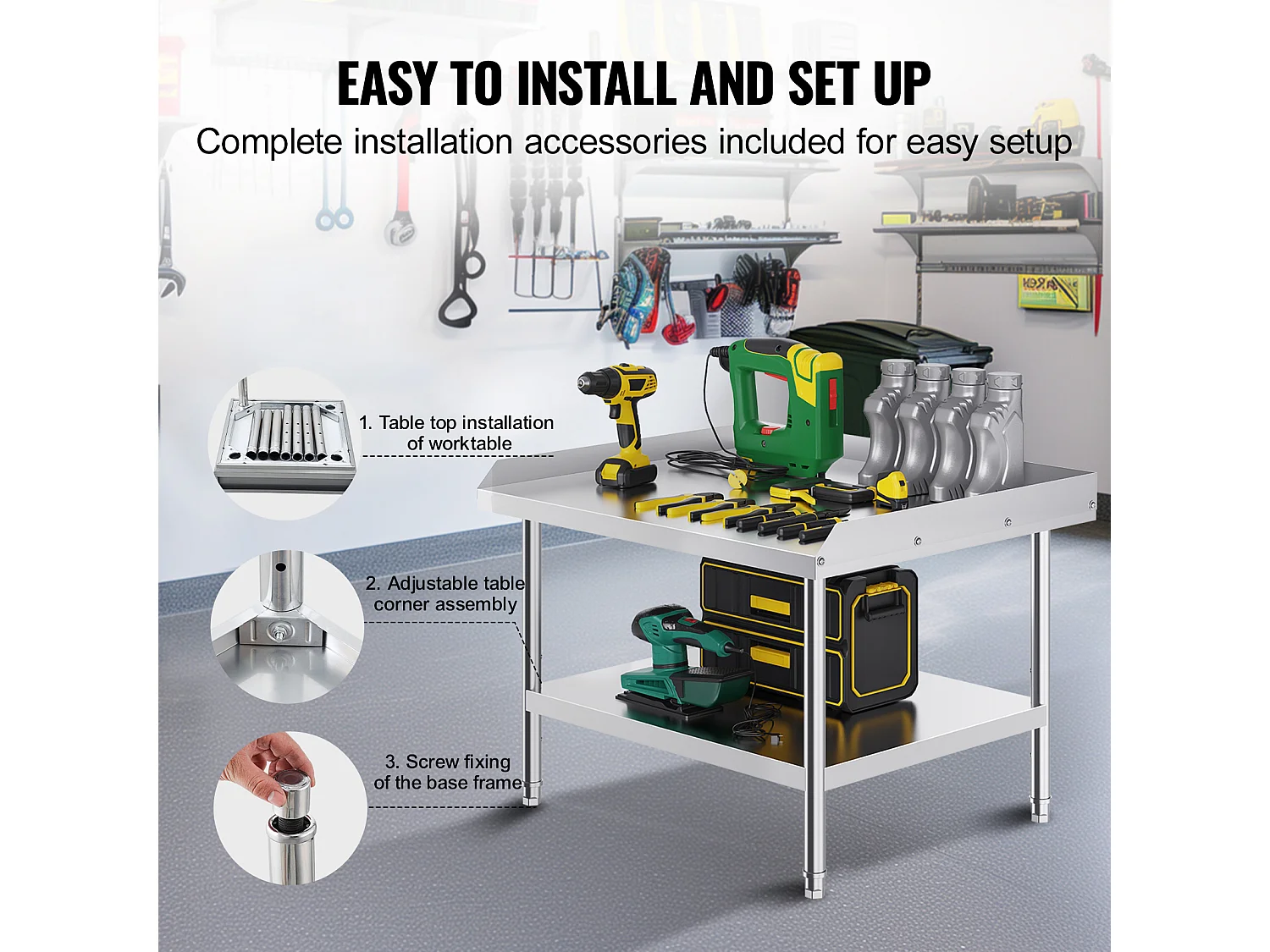Mesa de Trabalho em Aço Inoxidável SucceBuy, 762 x 914 mm, para Preparação de Alimentos em Restaurantes Comerciais