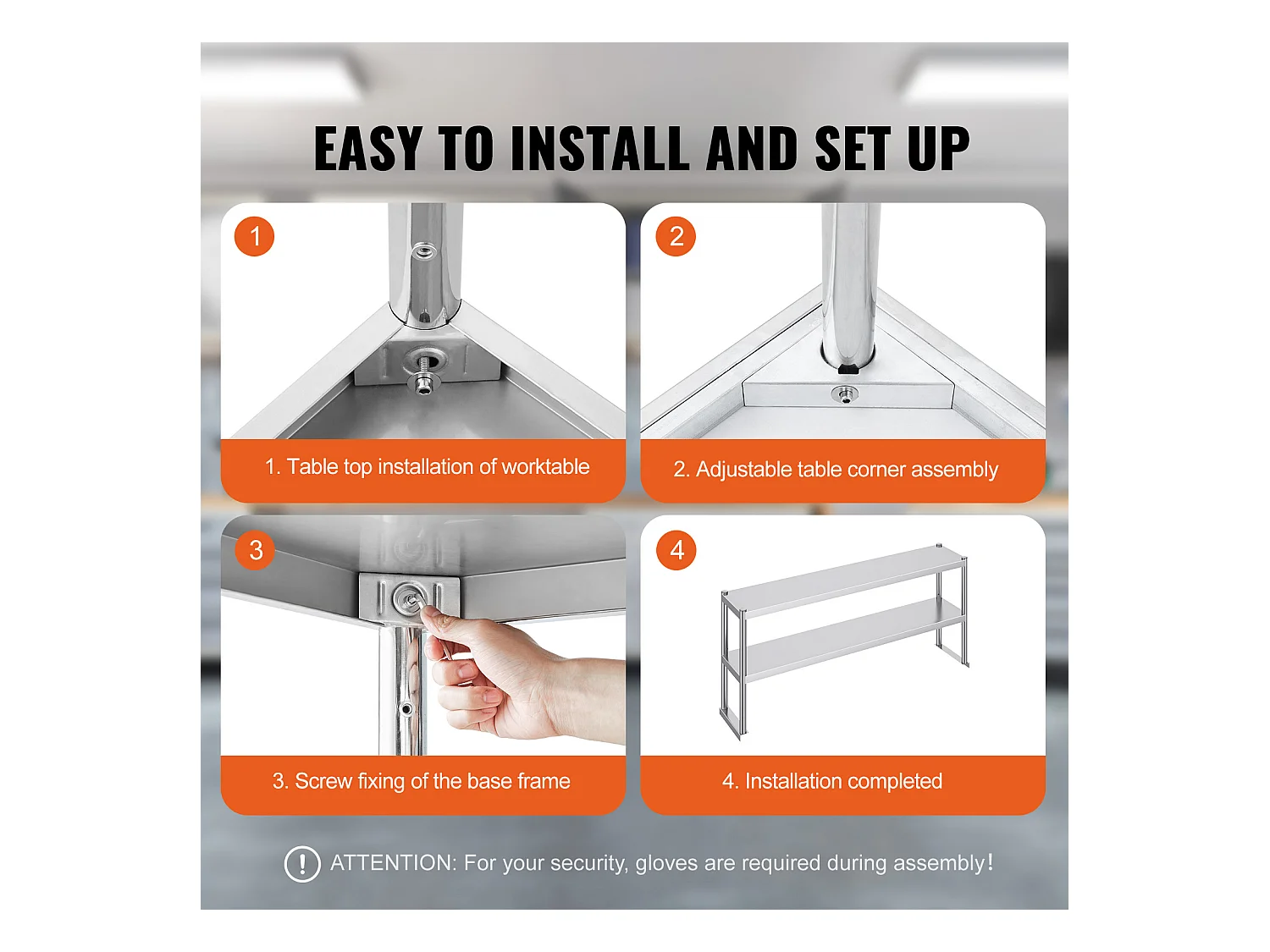 Table de Travail Double à 2 Niveaux SucceBuy, 305 x 1524 mm en Acier, Inoxydable pour Table de Préparation