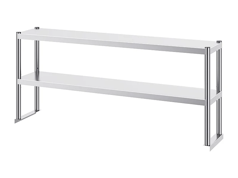 Mesa de Trabajo Doble con 2 Niveles SucceBuy, 305 x 1524 mm en Acero, Inoxidable para Mesa de Preparación