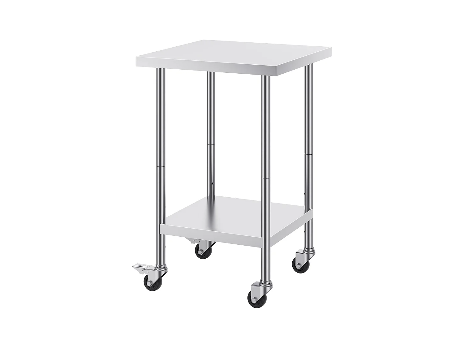 Werktafel voor Keuken SucceBuy, Werktafel in RVS, Voorbereidingstafel, 60.96 x 60.96 cm, met 4 Rollen