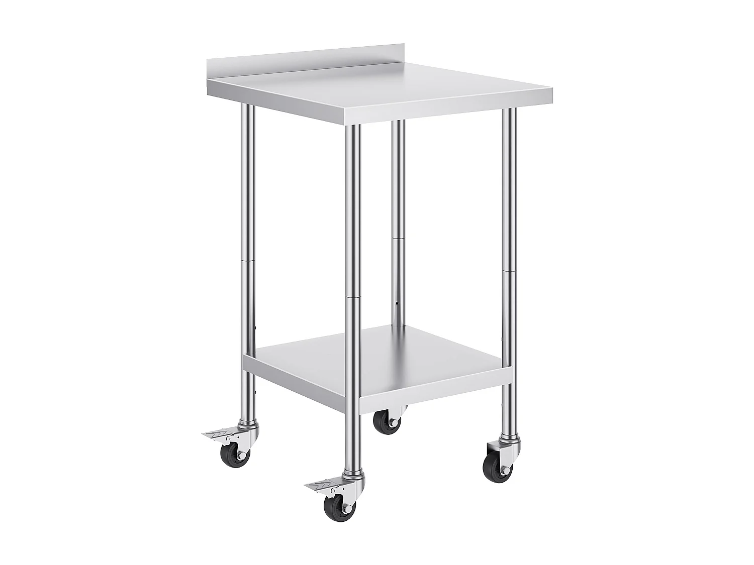 Table de Travail en Acier Inoxydable SucceBuy, 61 x 61 cm, Table de Préparation Alimentaire Commerciale avec Roulettes