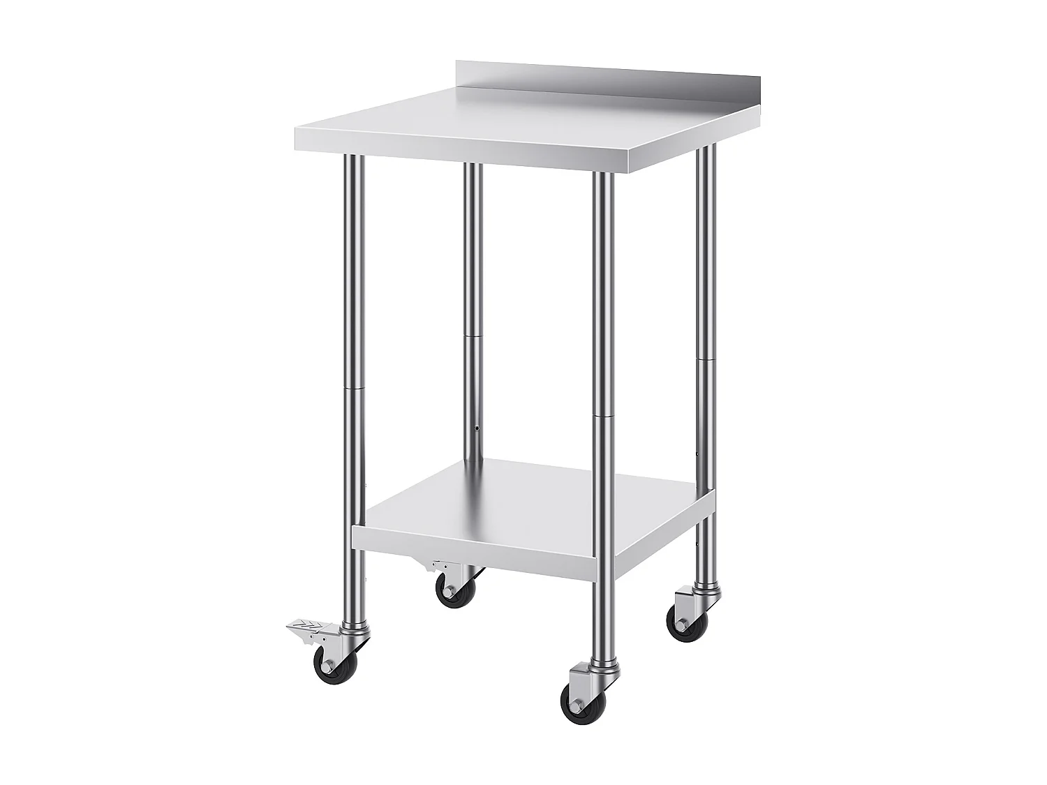 Table de Travail en Acier Inoxydable SucceBuy, 61 x 61 cm, Table de Préparation Alimentaire Commerciale avec Roulettes