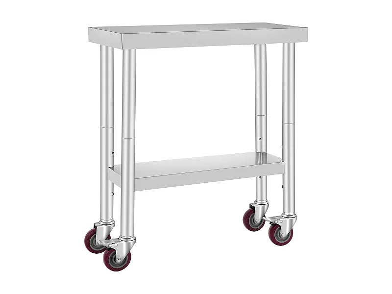 Tavolo di Lavoro Cucina SucceBuy 76.2x30.48 cm con 4 Ruote, Tavolo di Preparazione Commerciale in Acciaio Inossidabile