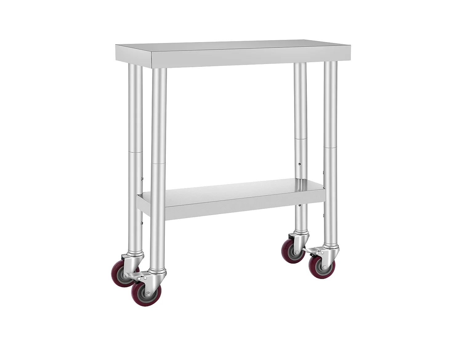 Table de Travail Cuisine SucceBuy 76.2x30.48 cm avec 4 Roulettes, Table de Préparation Commerciale en Acier Inoxydable