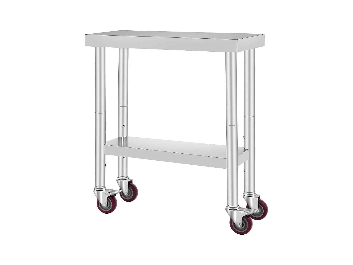 Table de Travail Cuisine SucceBuy 76.2x30.48 cm avec 4 Roulettes, Table de Préparation Commerciale en Acier Inoxydable