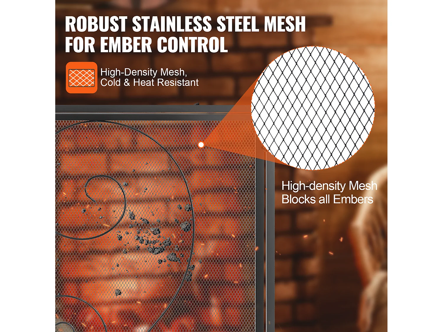 Pare-feu de Cheminée SucceBuy Pare-étincelles à 2 Panneaux 99 x 80.2 CM, Grille en Fer, Noir Vintage