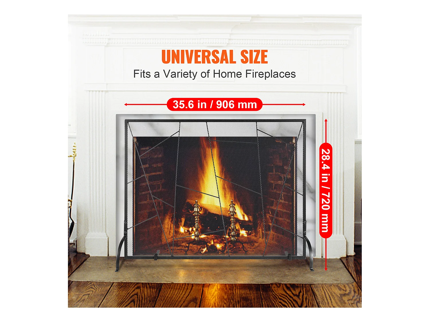 Pare-feu de Cheminée SucceBuy Pare-étincelles en Treillis Métallique à 1 Panneau 90.6 x 72 CM