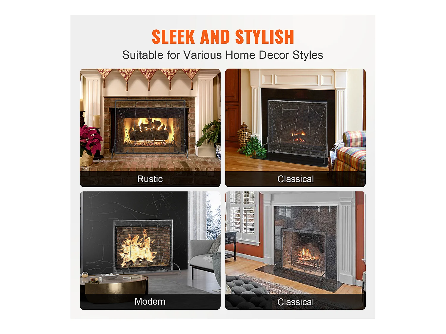 Pare-feu de Cheminée SucceBuy Pare-étincelles en Treillis Métallique à 1 Panneau 90.6 x 72 CM