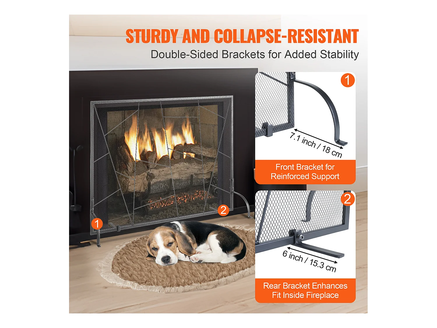 Pare-feu de Cheminée SucceBuy Pare-étincelles en Treillis Métallique à 1 Panneau 90.6 x 72 CM