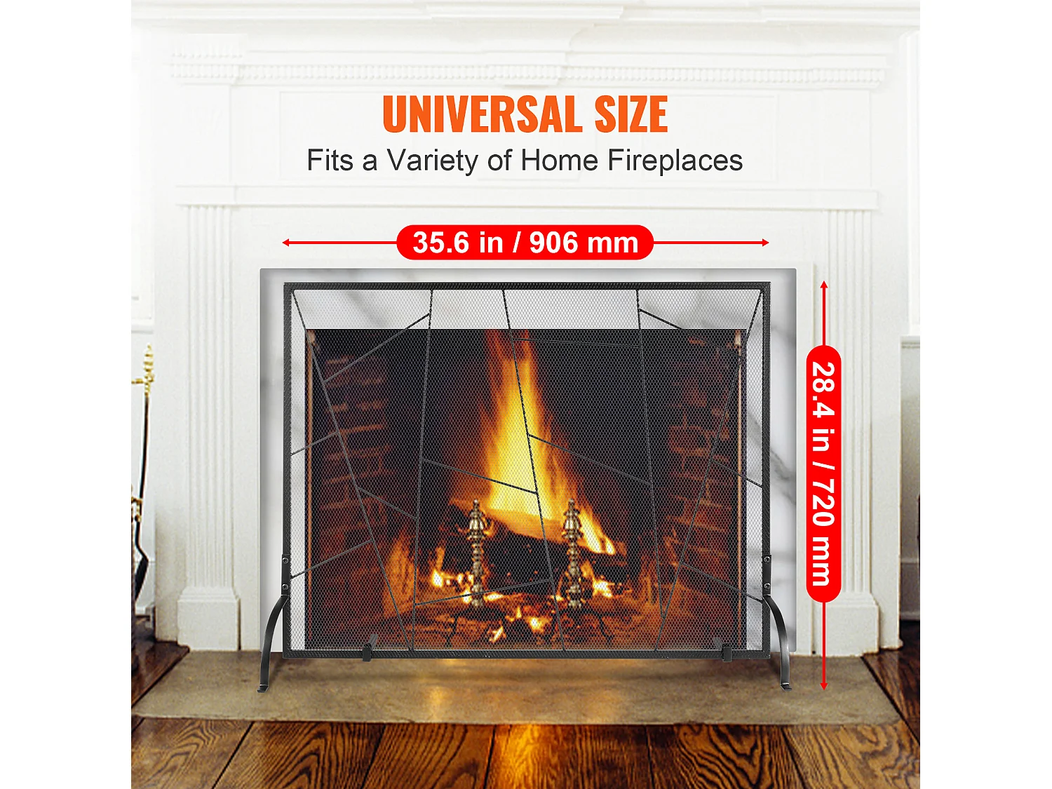 Pare-feu de Cheminée SucceBuy Pare-étincelles en Treillis Métallique à 1 Panneau 90.6 x 72 CM
