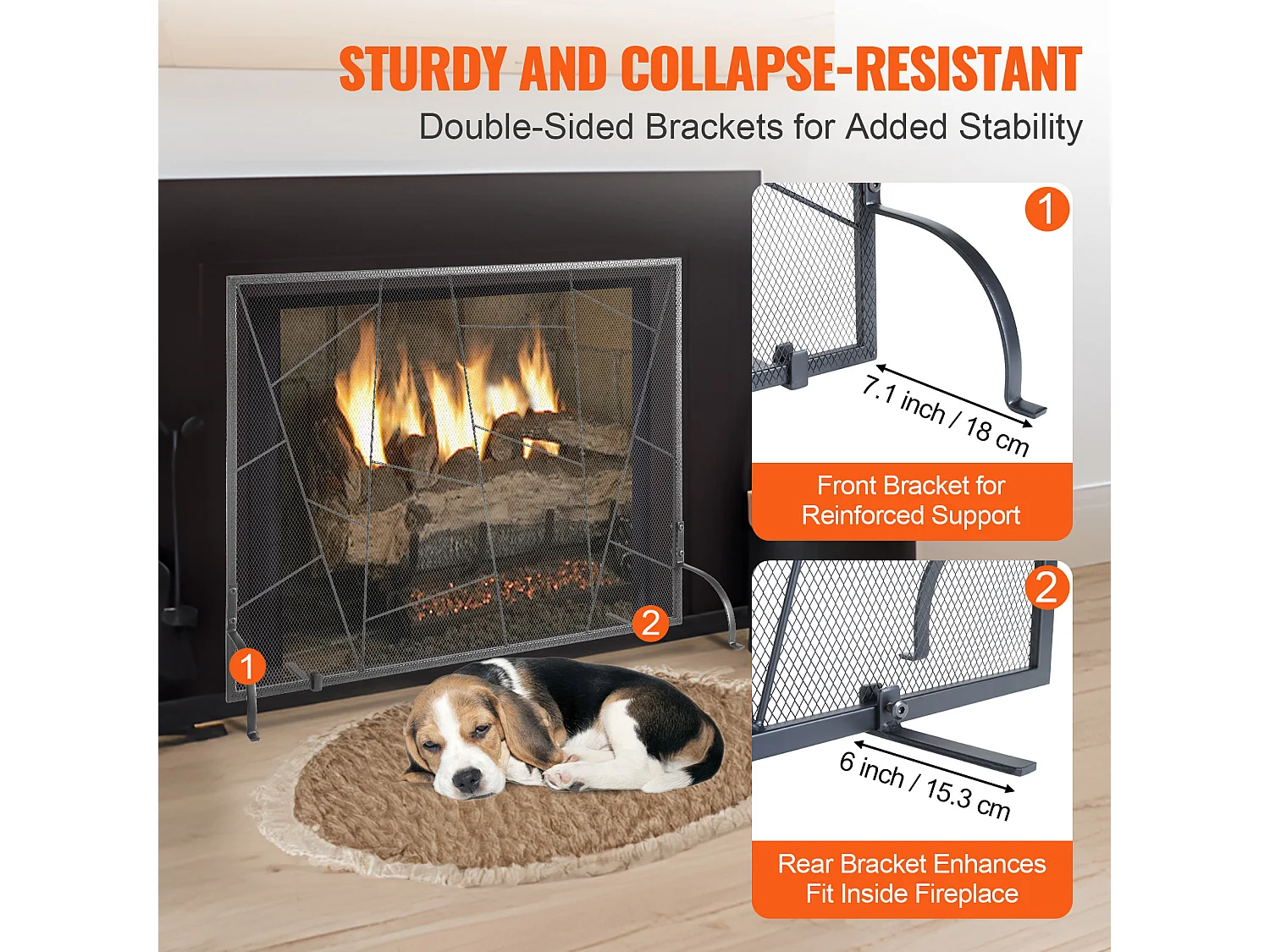Pare-feu de Cheminée SucceBuy Pare-étincelles en Treillis Métallique à 1 Panneau 90.6 x 72 CM