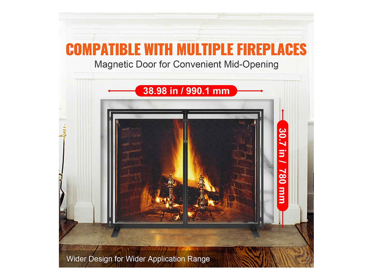 Pare-feu de Cheminée SucceBuy Pare-étincelles en Treillis Métallique 99 x 78 CM, 1 Panneau, Noir