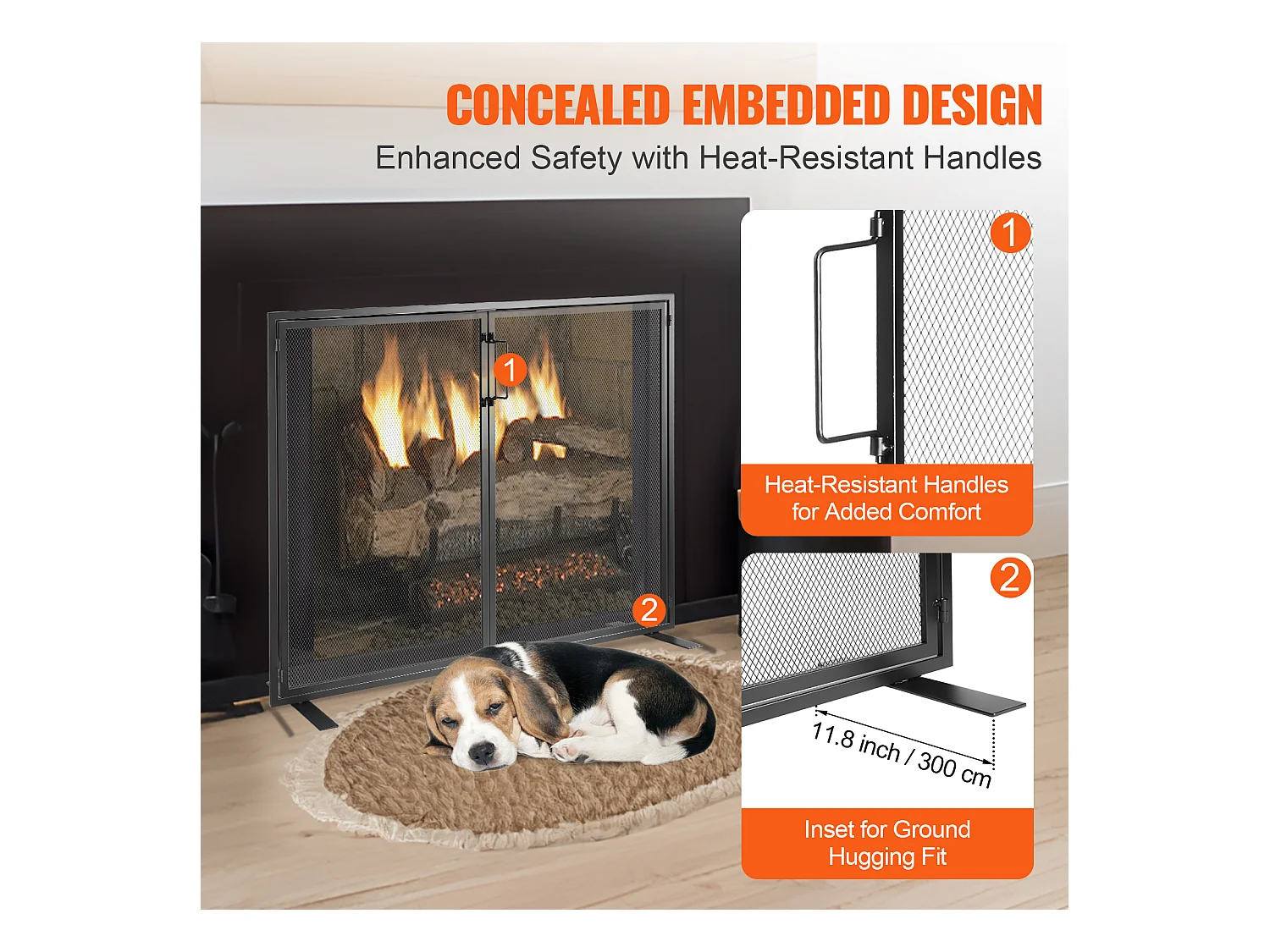 Pare-feu de Cheminée SucceBuy Pare-étincelles en Treillis Métallique 99 x 78 CM, 1 Panneau, Noir