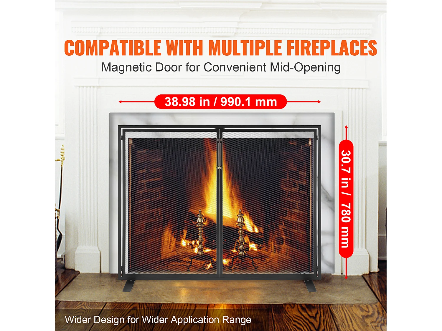 Pare-feu de Cheminée SucceBuy Pare-étincelles en Treillis Métallique 99 x 78 CM, 1 Panneau, Noir