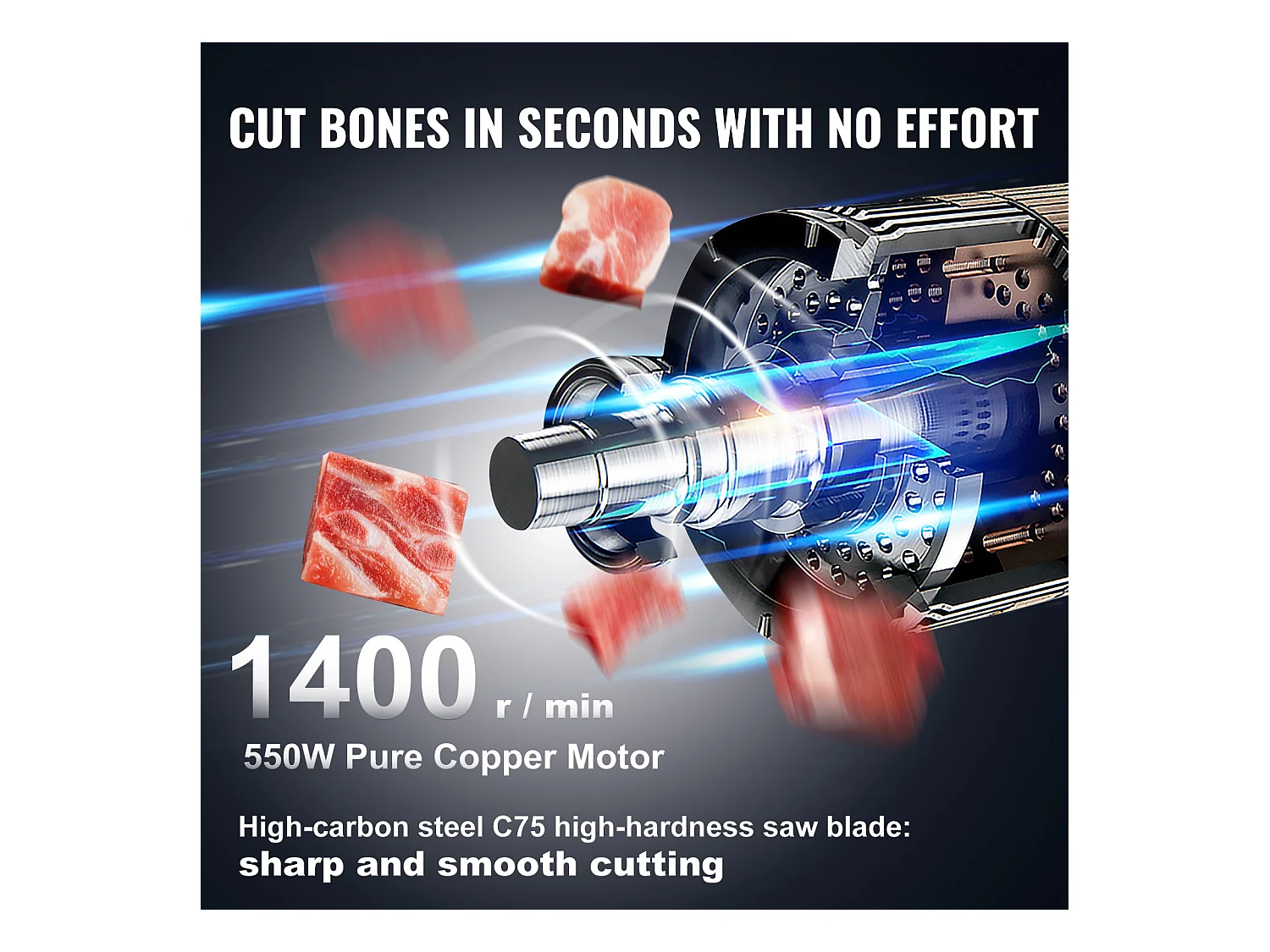 Machine de Scie à Os SucceBuy, Scie à Ruban Commerciale pour Viande 550 W, Acier Inoxydable