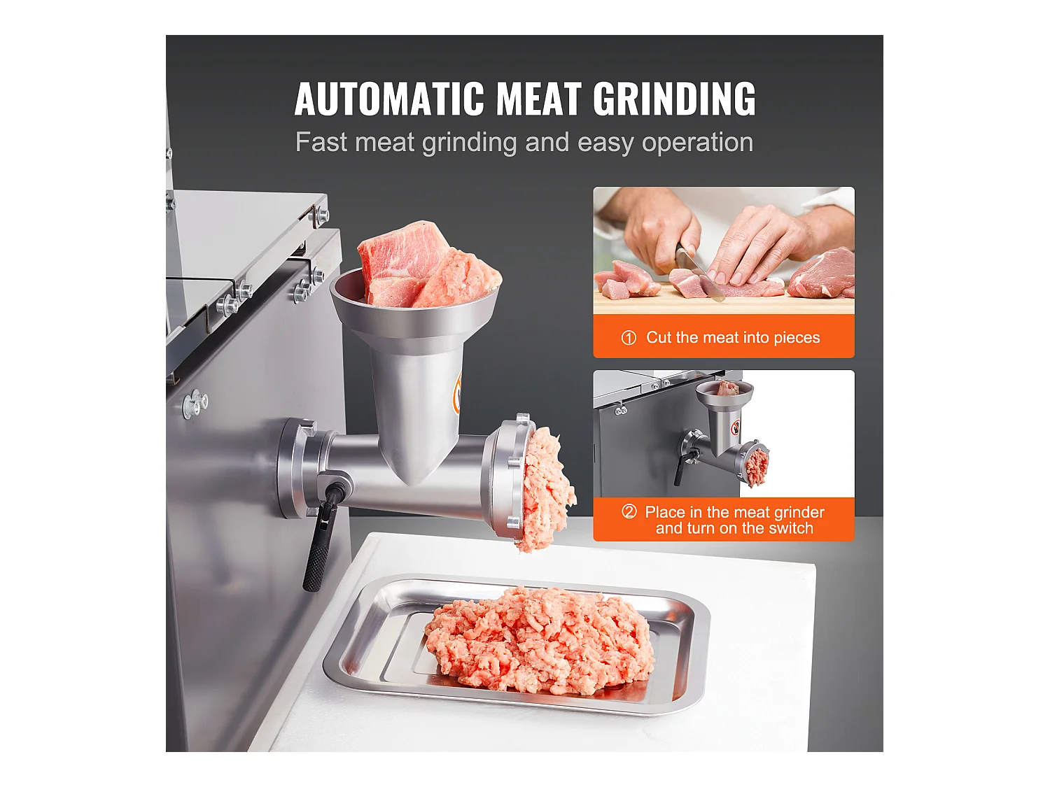 Machine de Scie à Os SucceBuy, Scie à Ruban Commerciale pour Viande 550 W, Acier Inoxydable