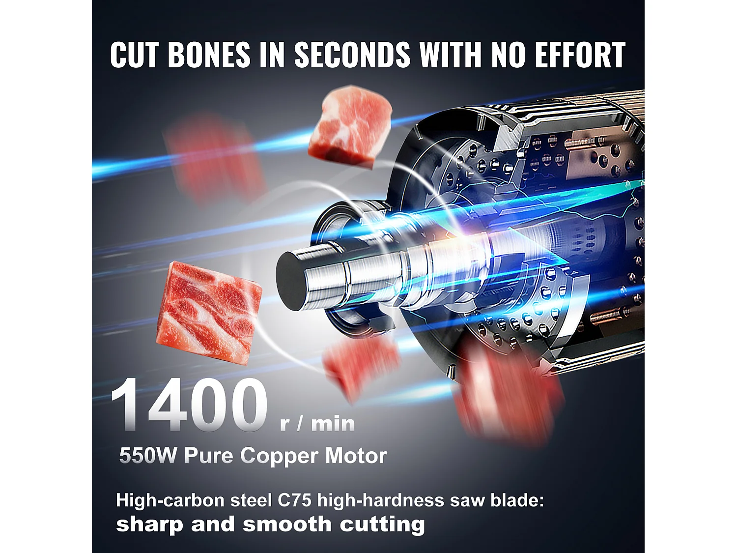 Machine de Scie à Os SucceBuy, Scie à Ruban Commerciale pour Viande 550 W, Acier Inoxydable