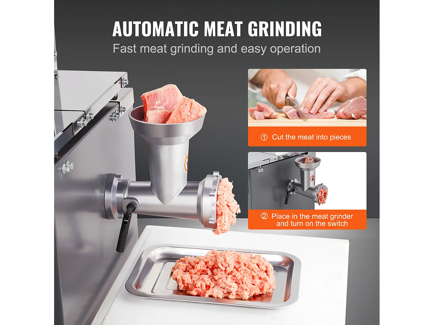 Machine de Scie à Os SucceBuy, Scie à Ruban Commerciale pour Viande 550 W, Acier Inoxydable