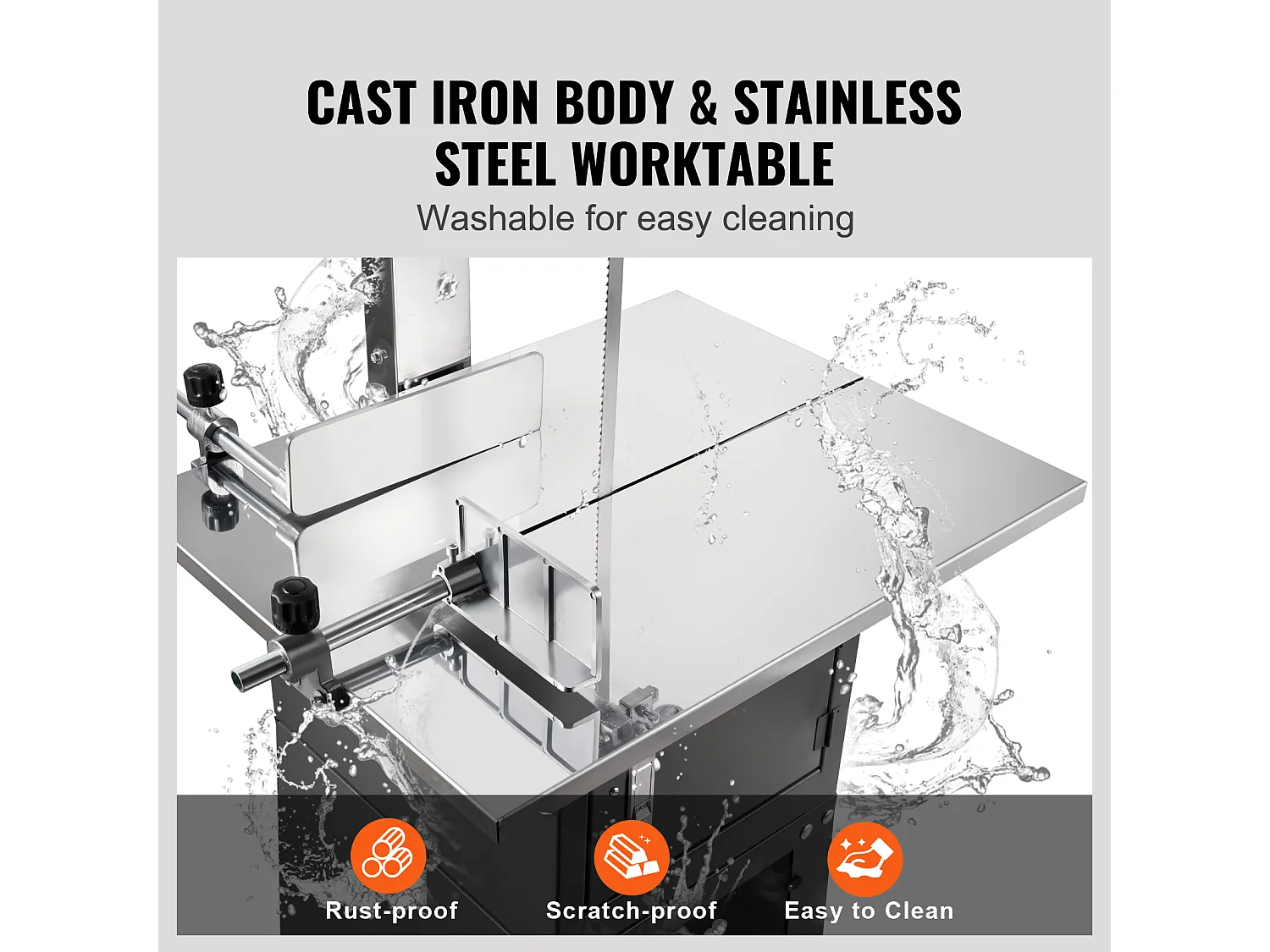 Machine de Scie à Os SucceBuy, Scie à Ruban Électrique Commerciale pour Diverses Viandes, 850 W, Acier Inoxydable