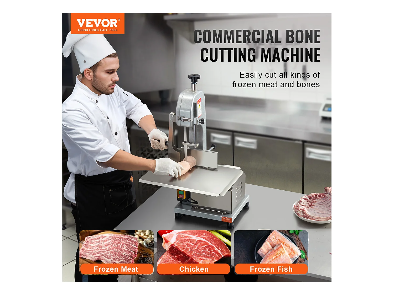 Machine de Scie à Os SucceBuy 650 W, Scie à Ruban Électrique en Acier Inoxydable, pour Viande