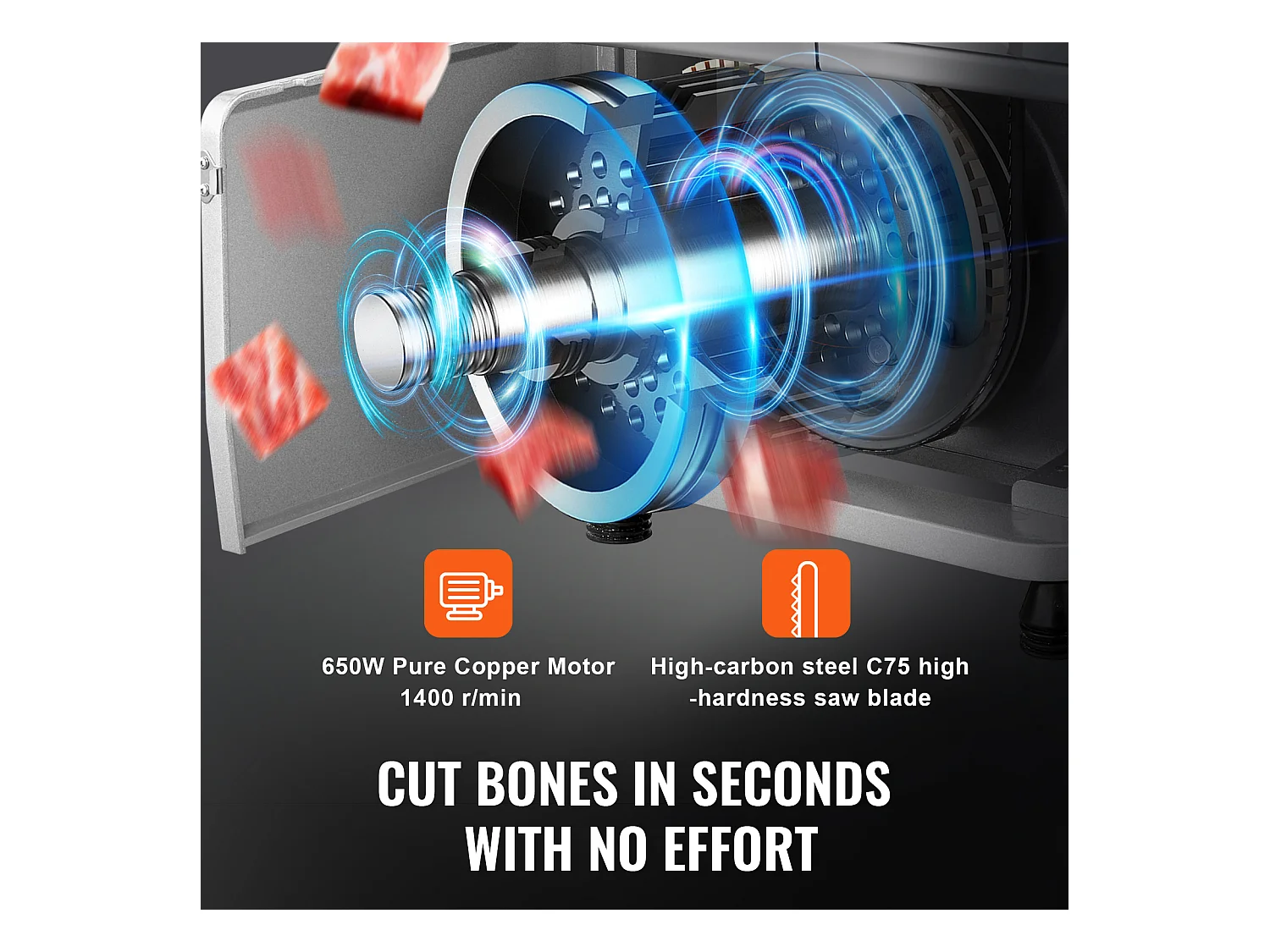 Machine de Scie à Os SucceBuy 650 W, Scie à Ruban Électrique en Acier Inoxydable, pour Viande
